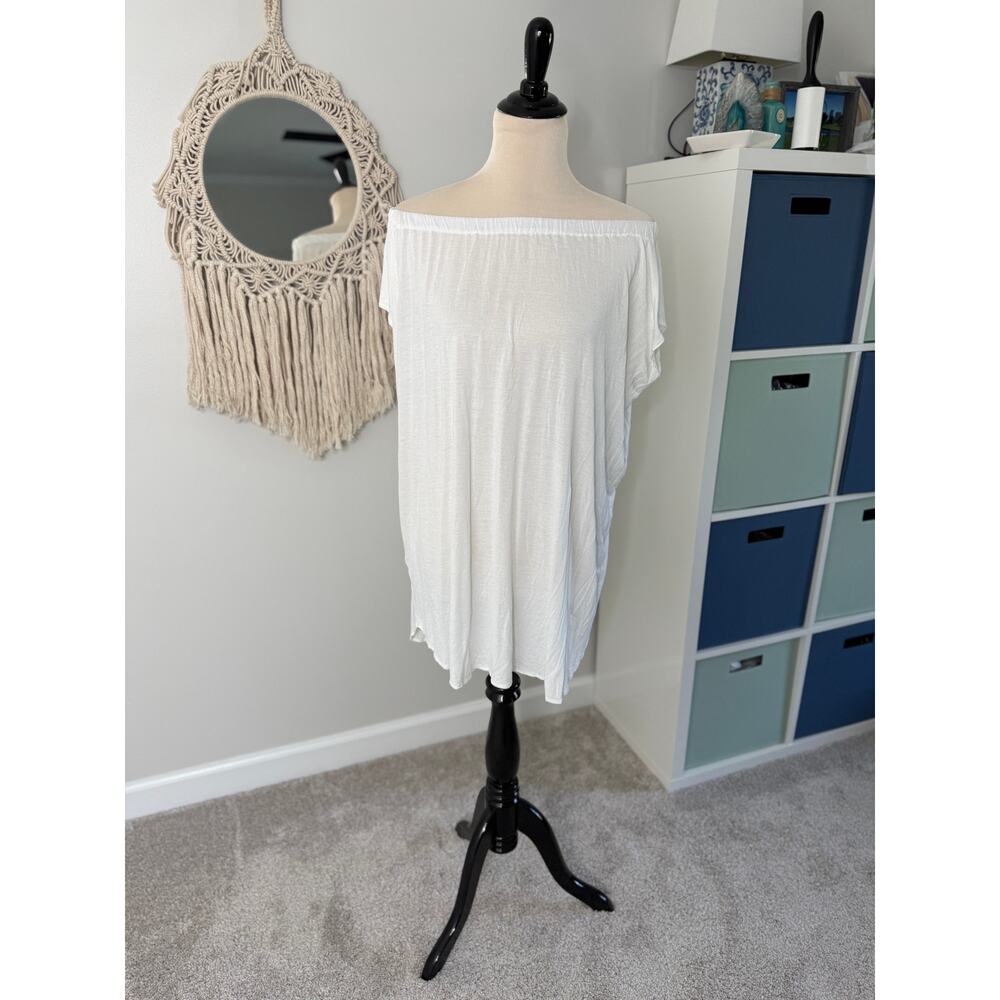 Hatch Basic White Off-the-Shoulder Maternity Shirt Blouse Top One Size OS